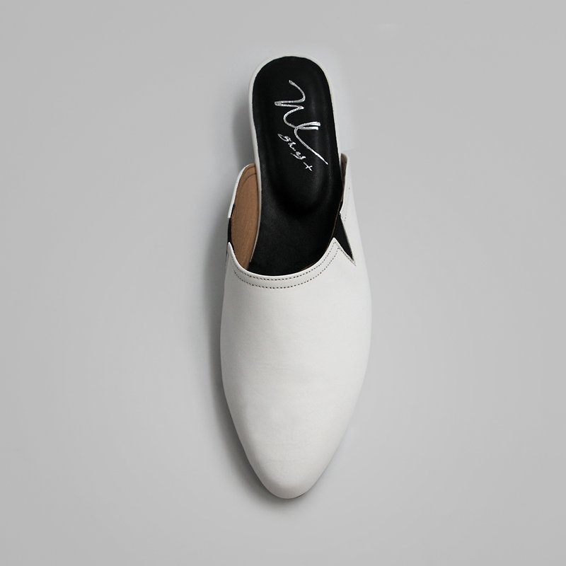 Mules 穆勒 (纯粹白) White 极致皮革 | WL - 男女凉鞋 - 真皮 白色