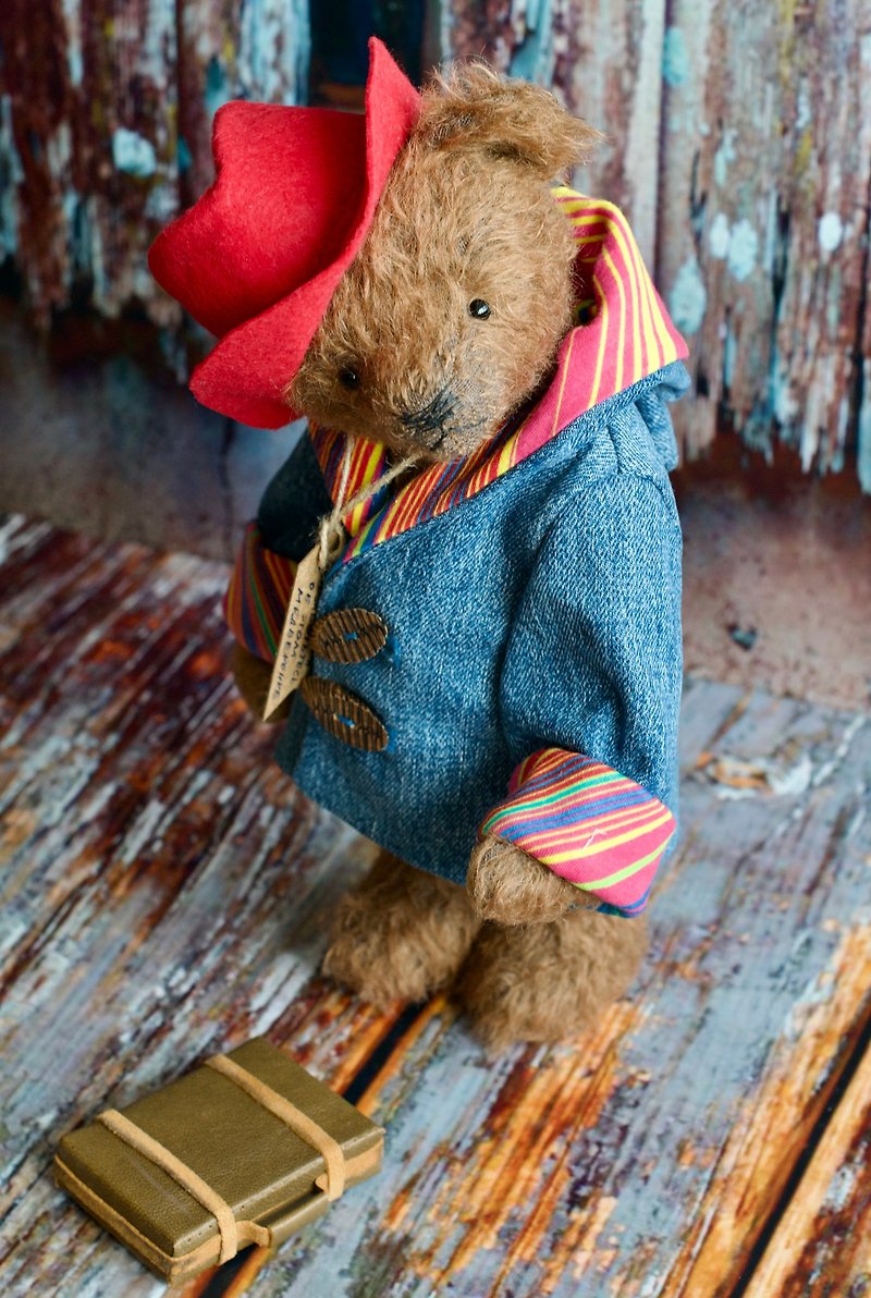 Migratory Teddy Bear created with german mohair in a hat and coat - 玩偶/公仔 - 其他材质 咖啡色