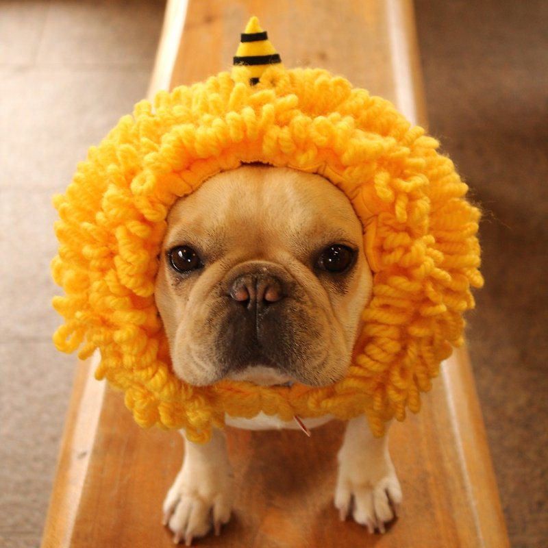 犬　かぶり物☆黄鬼犬ヅラ☆Dog wig 【yellow ogre】 - 衣/帽 - 棉．麻 黄色