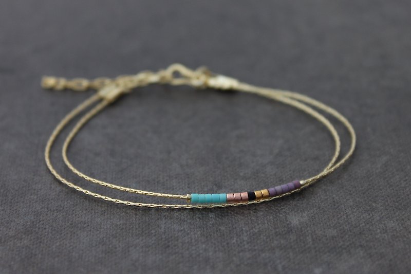 精致的珠宝黄金Miyuki小珠 黄金填充链简单的简约风格 - 手链/手环 - 压克力 紫色