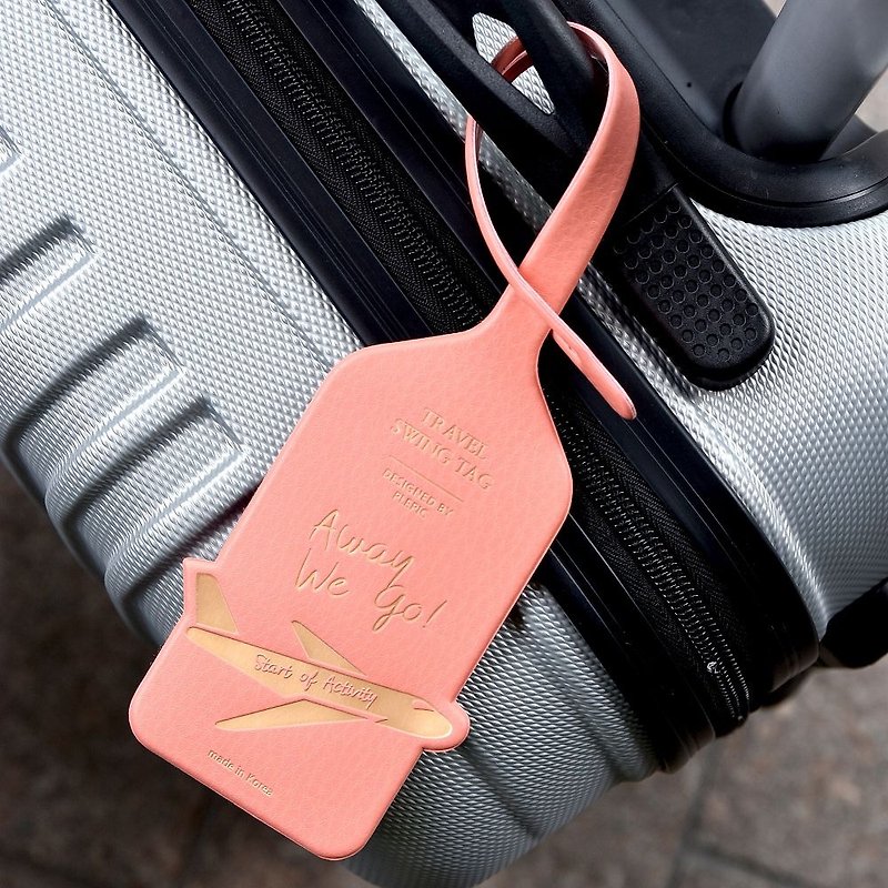 启程吧皮革旅行吊牌-珊瑚粉,PPC95031 - 行李吊牌 - 人造皮革 粉红色