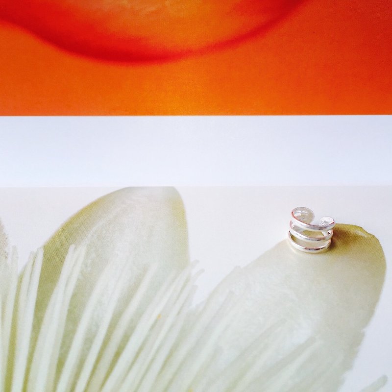 925纯银【 几何线条 耳骨夹 】 - 耳环/耳夹 - 纯银 橘色