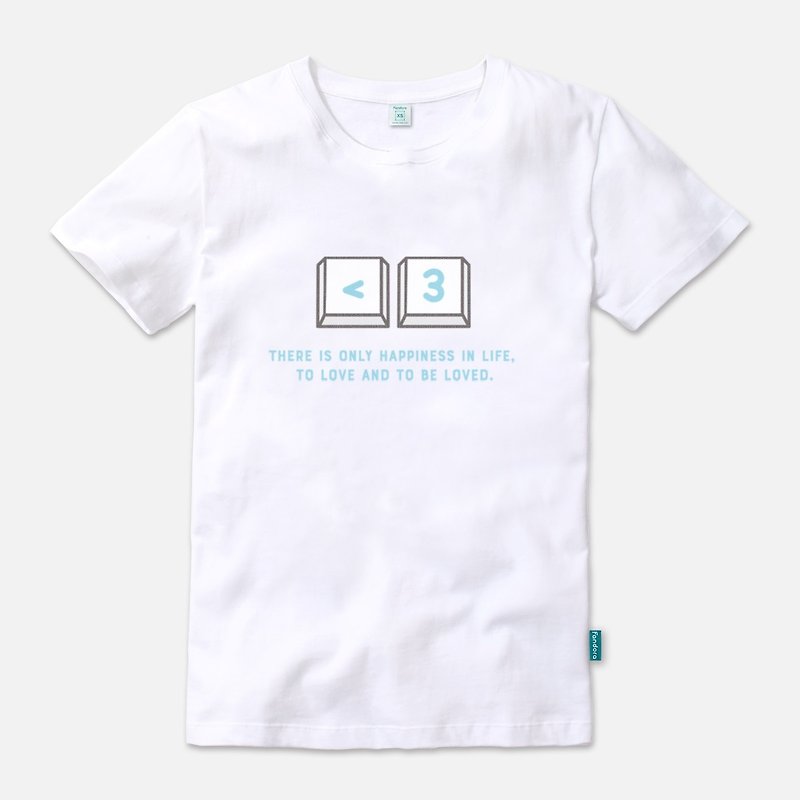 LOVE (blue) - 中性版短袖T-shirt - 中性连帽卫衣/T 恤 - 棉．麻 白色