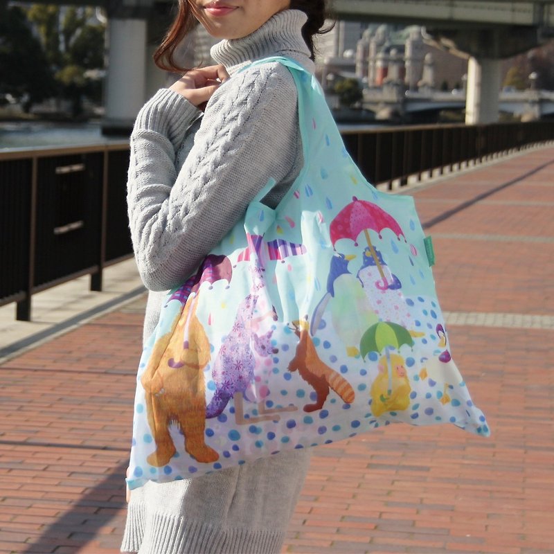日本 Prairie Dog 设计包/环保袋/购物袋/手提袋 - 嬉雨 - 手提包/手提袋 - 聚酯纤维 蓝色
