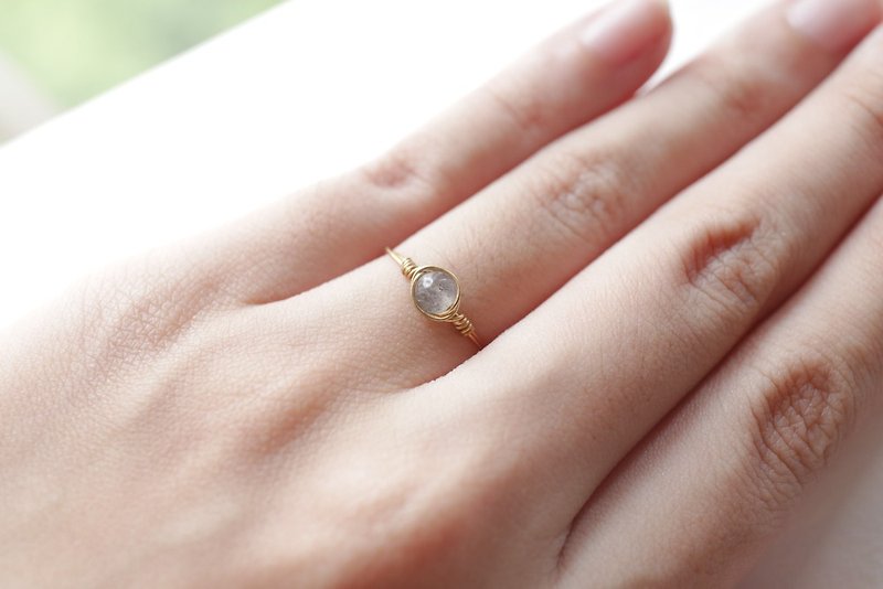 8月诞生石   3.5mm拉长石戒指　金色 - 戒指 - 宝石 灰色