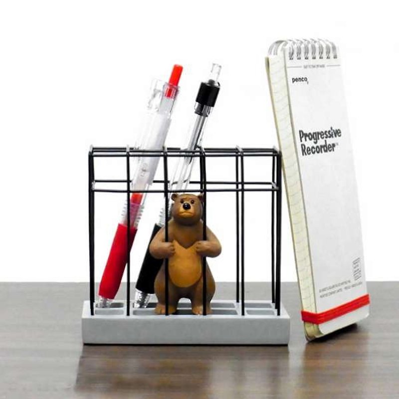 日本Magnets动物监狱造形笔筒/文具收纳架 (小棕熊)-现货 - 笔筒/笔座 - 其他材质 白色
