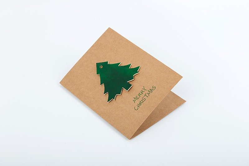 【切线派】 圣诞贺卡 皮质圣诞树 钥匙圈装饰 - 卡片/明信片 - 真皮 绿色