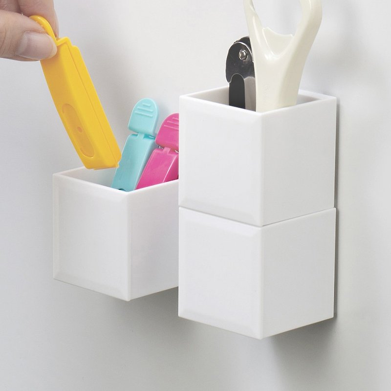 日本INOMATA 日制方形磁吸壁挂式收纳盒-3入-多款可选 - 收纳用品 - 塑料 白色