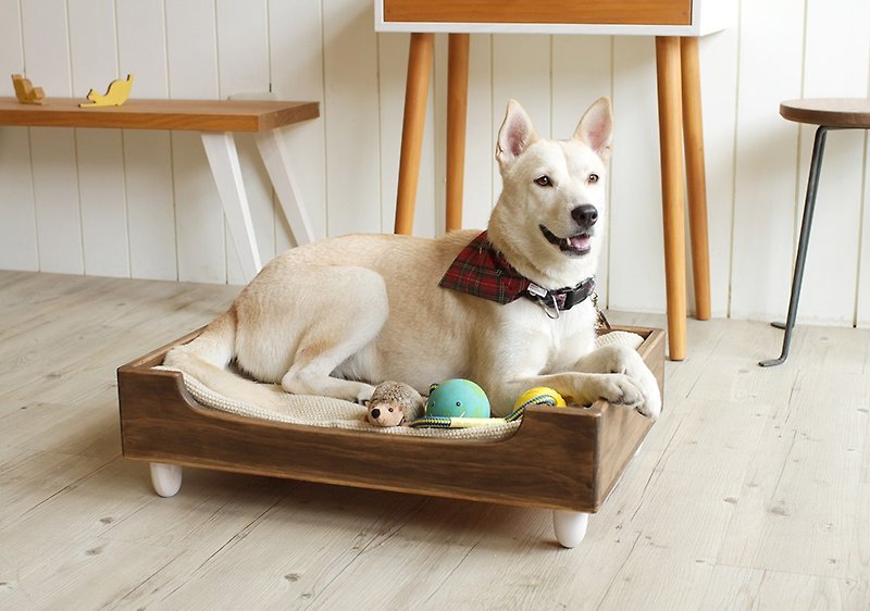 原木宠物床窝-中小型犬/猫适用 - 床垫/笼子 - 木头 咖啡色
