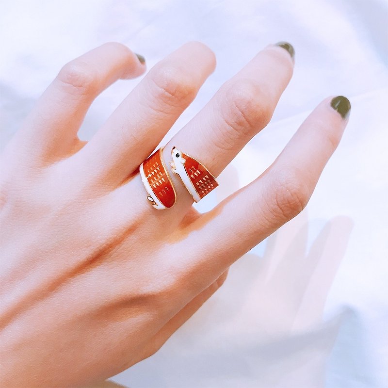 刺猬 绕指戒指 - 戒指 - 珐琅 咖啡色