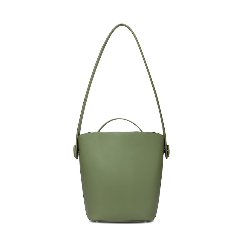 绿色 牛皮水桶闺蜜色托特包 二合一可拆卸独立母子包大容量肩背包 - 侧背包/斜挎包 - 真皮 绿色