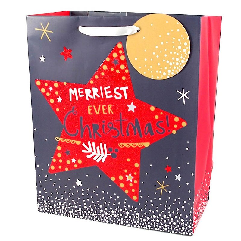 精美红星星 耶诞礼物袋【Hallmark-礼物袋/纸袋 圣诞节系列】 - 包装材料 - 纸 红色