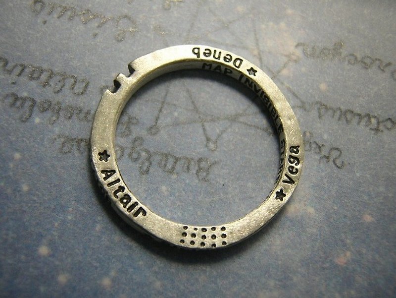 TRIANGULATOR ( mille-feuille ) ( engraved stamped message sterling silver jewelry star constellation sky ring 星 星座 空 天 宇宙 刻印 雕刻 銀 戒指 指环 ) - 戒指 - 其他金属 