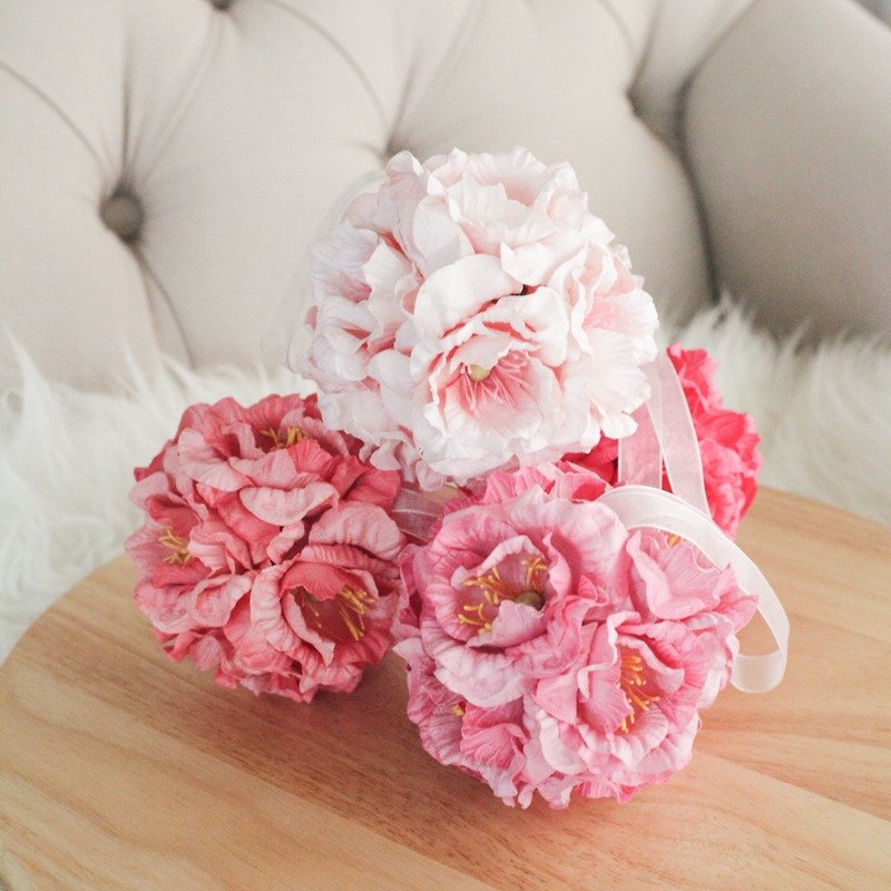 Handmade Flower Peony Aroma Flower Ball - 摆饰 - 纸 粉红色