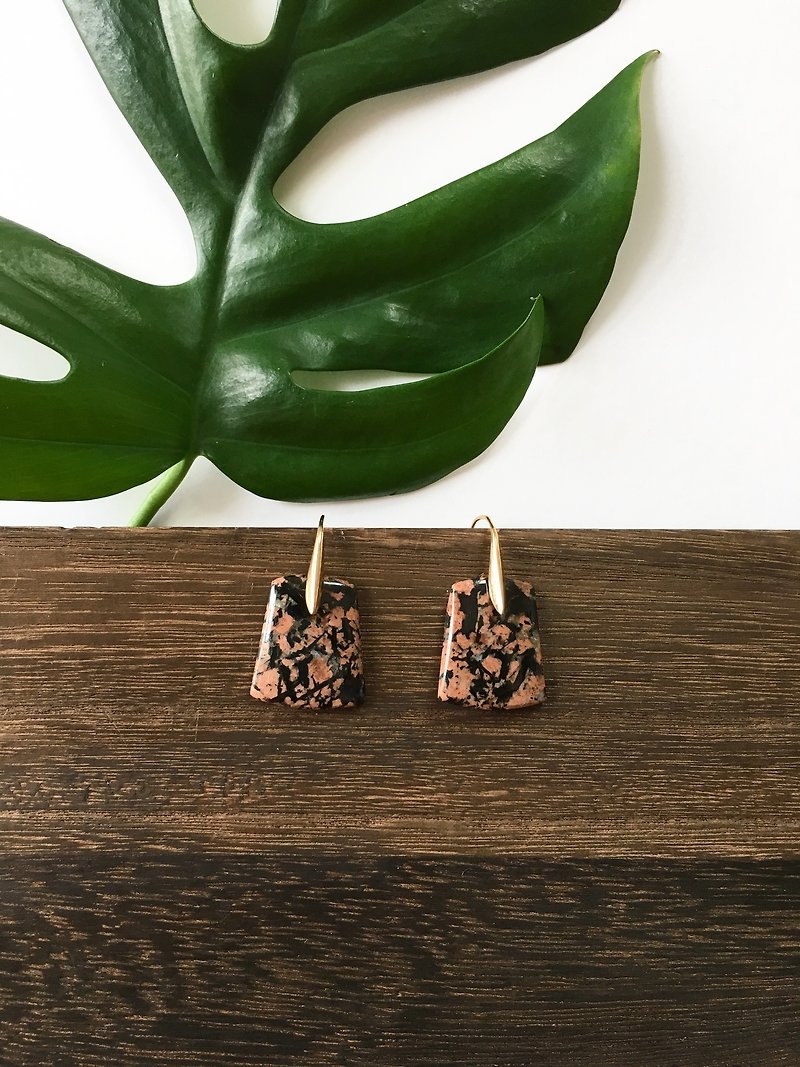 Jasper Hook-earring　SV925 - 耳环/耳夹 - 半宝石 粉红色
