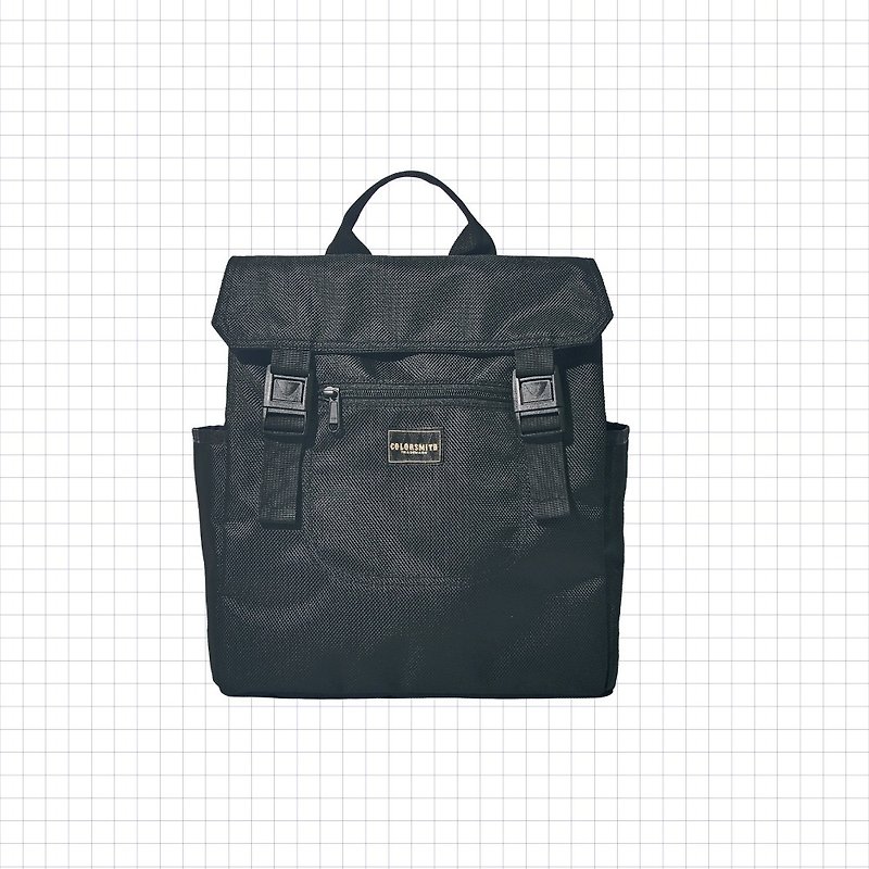 BJ2 方型质感后背包 BJ2-1325-BK-XS【 台湾原创品包包品牌】 - 后背包/双肩包 - 尼龙 黑色