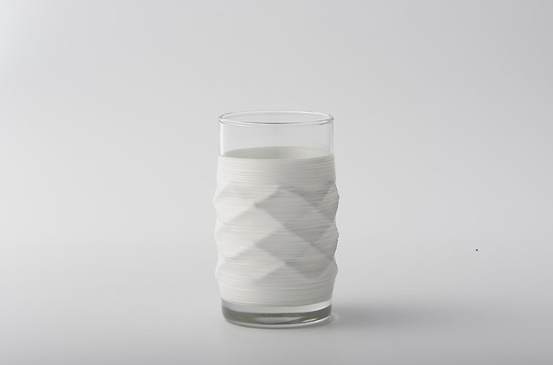 线加工 PUNNDLE 线水杯 手感款 白格纹 - 杯子 - 玻璃 白色