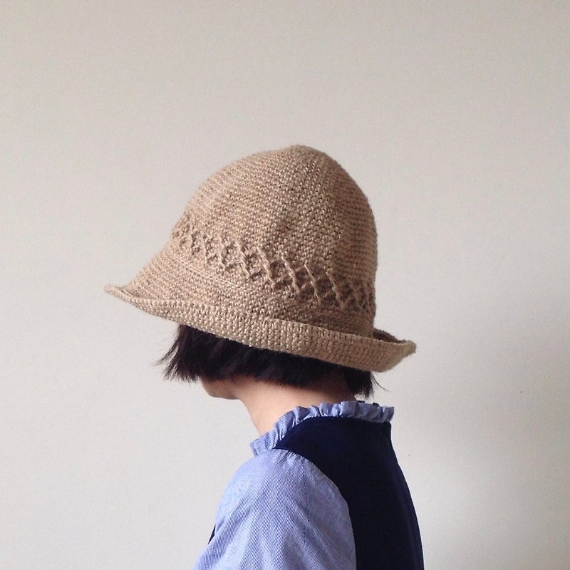晓织物-手织麻线编织遮阳帽-Ambridge - 帽子 - 棉．麻 卡其色