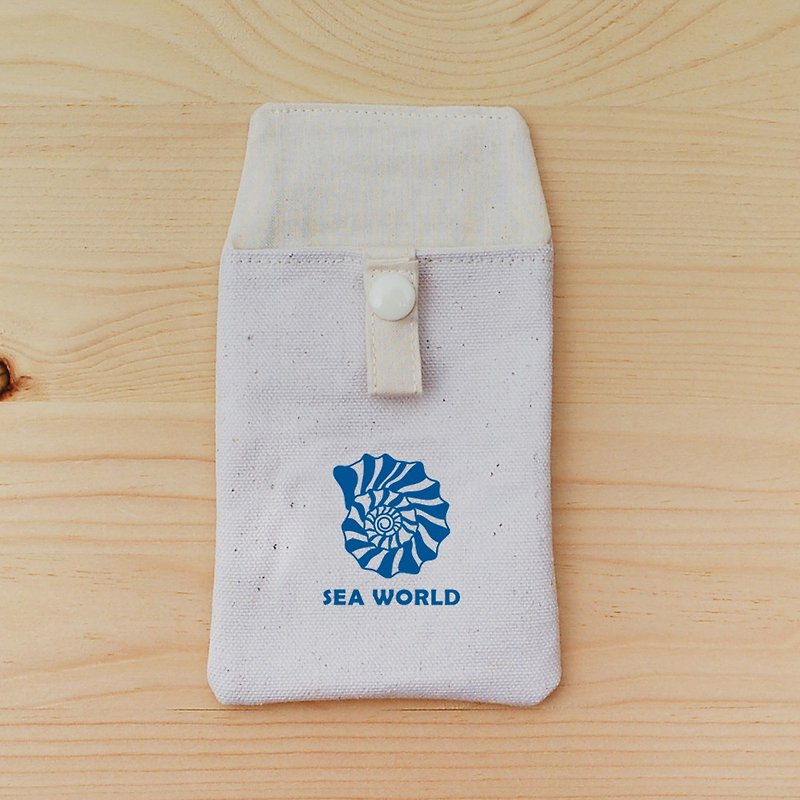 SEA WORLD_贝壳 口袋型笔袋 - 铅笔盒/笔袋 - 棉．麻 蓝色