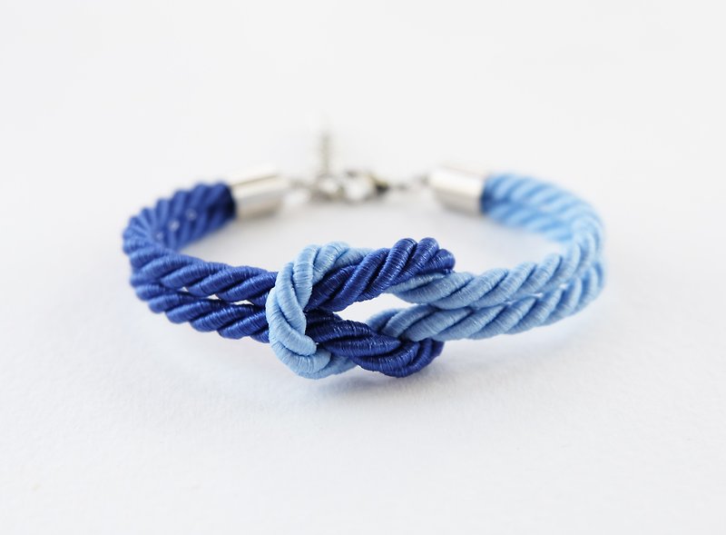 Admiral blue / Matte cornflower blue tie the knot rope bracelet - 手链/手环 - 其他材质 蓝色