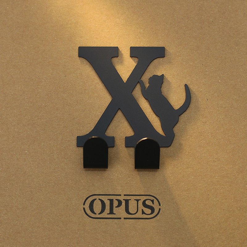 【OPUS东齐金工】当猫咪遇上字母X - 挂勾(黑)/壁饰挂勾/造型无痕 - 墙贴/壁贴 - 其他金属 黑色