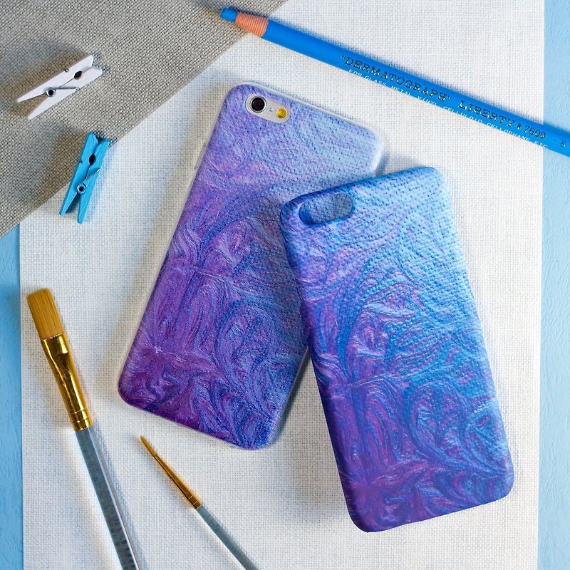 蓝紫油彩画布手绘风//原创手机壳-    iPhone, HTC, Samsung, Sony,oppo, LG 磨砂硬壳/全包软壳 - 手机壳/手机套 - 硅胶 蓝色