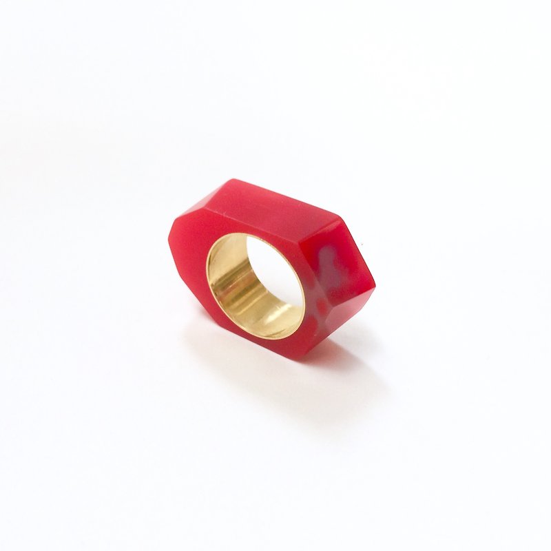PRISMリング　ゴールド・レッド - 戒指 - 树脂 红色