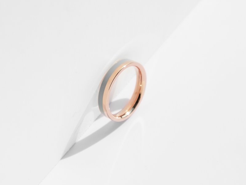 Fusion 钛钢戒指 | 玫瑰金 x 灰 | 定制刻字 - 戒指 - 不锈钢 金色