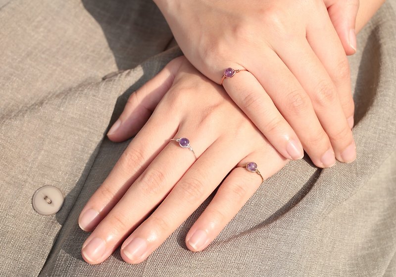 2月诞生石  4mm紫晶仿古铜线戒指 多色入 - 戒指 - 宝石 紫色