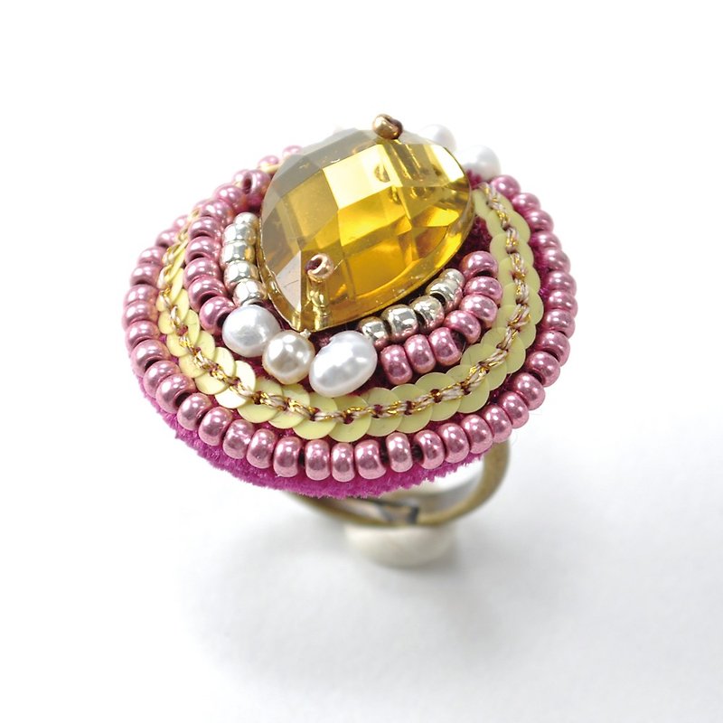 戒指 yellow statement ring, sparkly ring, gorgeous ring, free ring 2 - 戒指 - 塑料 黄色