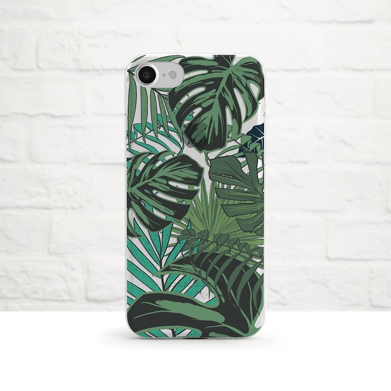 热带林叶- 防摔透明软壳- iPhone 14pro, 至iPhone SE,Samsung - 手机壳/手机套 - 橡胶 绿色