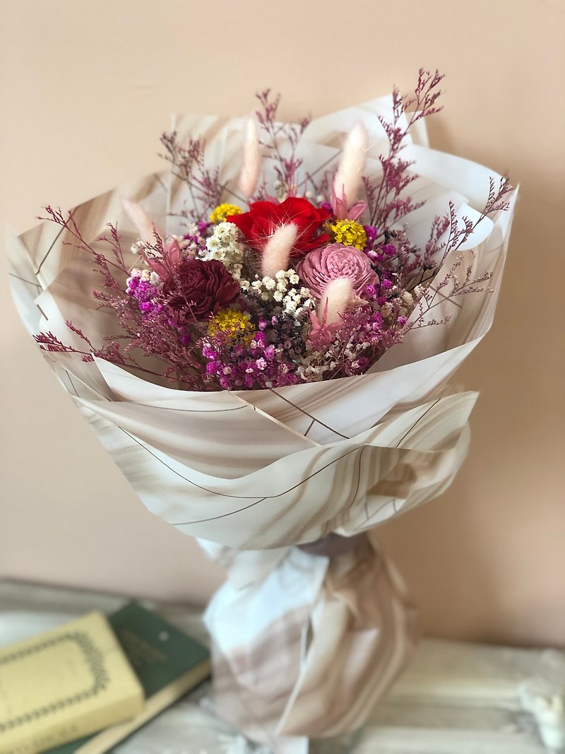 情人节送女友的干燥花花束 - 干燥花/捧花 - 植物．花 红色