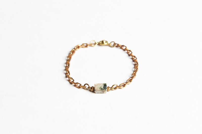 Ocean stone chain bracelet - 海洋石黄铜手链 - 手链/手环 - 宝石 金色