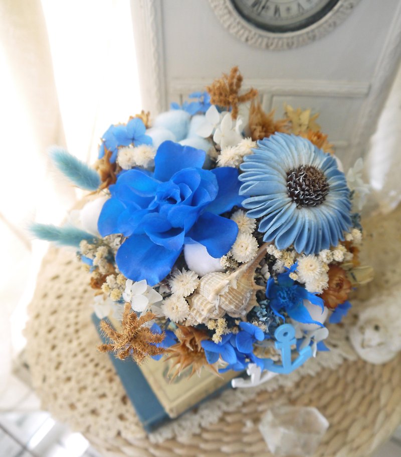 海上男儿.海洋蓝色系.不凋花玫瑰生日干燥花礼物 - 干燥花/捧花 - 植物．花 蓝色
