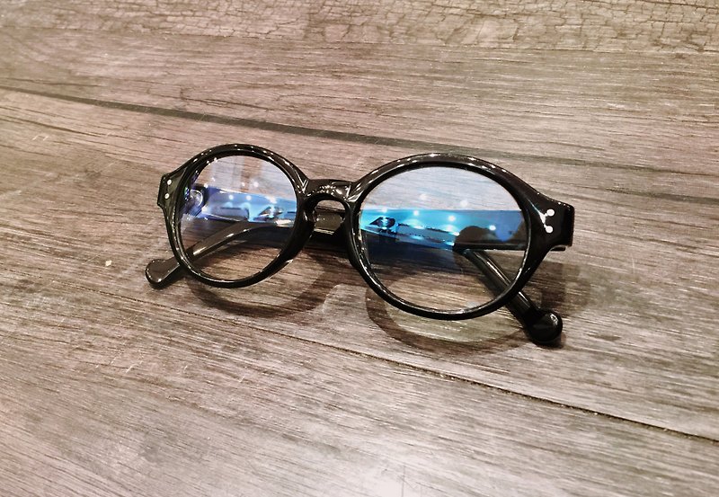 复古圆框眼镜 传统手艺 日本IOFT国际眼镜展得奖品牌 日本手造 Handmade in Japan Round Oval Shape eyeglasses frame eyewear - 眼镜/眼镜框 - 其他材质 黑色
