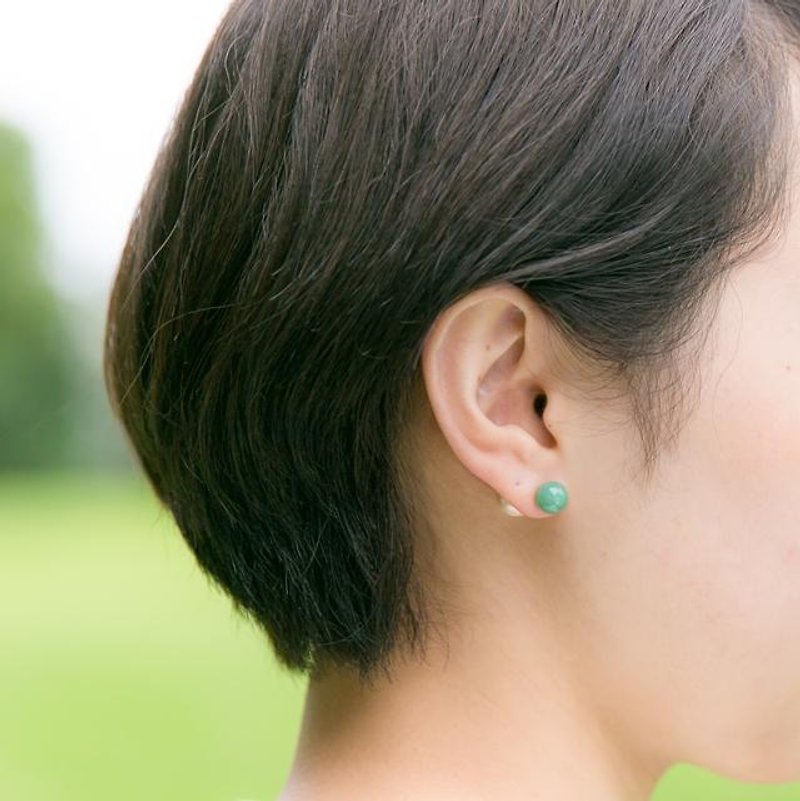 Maru Pierce GREEN - 耳环/耳夹 - 其他金属 绿色