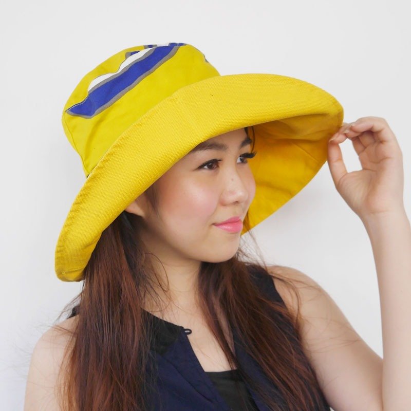 ATIPA时尚可逆宽边太阳帽（太阳紫外线防护） - 帽子 - 聚酯纤维 黄色