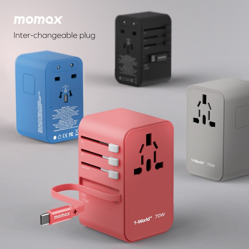 Momax 1-World+ 70W GaN 伸缩充电线旅行插座 UA18 - 数码小物 - 其他金属 多色