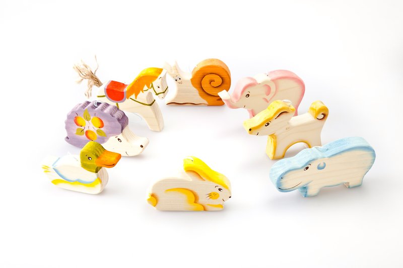 动物组合 (8 种) - 玩具/玩偶 - 木头 多色