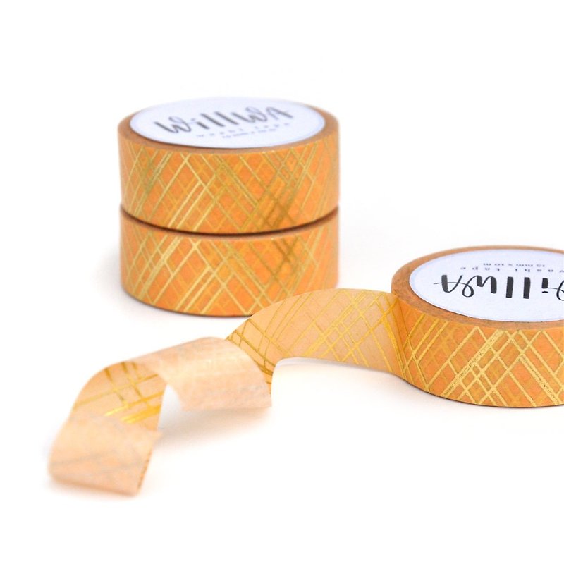Sophisticated Lines Gold Foil Washi Tape 15mmx10m - Elegant geometric pattern - 纸胶带 - 纸 金色
