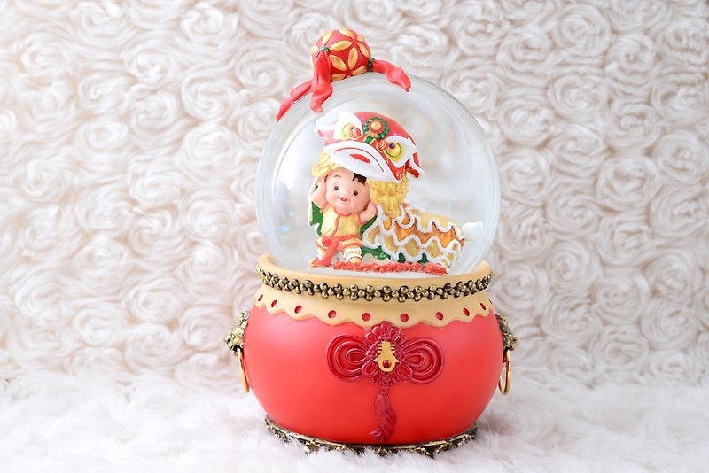贺年舞狮 水晶球音乐盒 新年祝贺 新年礼物 居家摆饰 - 摆饰 - 玻璃 