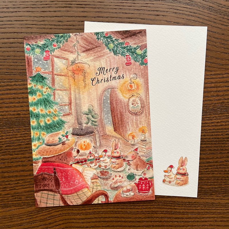 圣诞明信片 - 梅瑟尔夫人的耶诞派对 - 卡片/明信片 - 纸 咖啡色