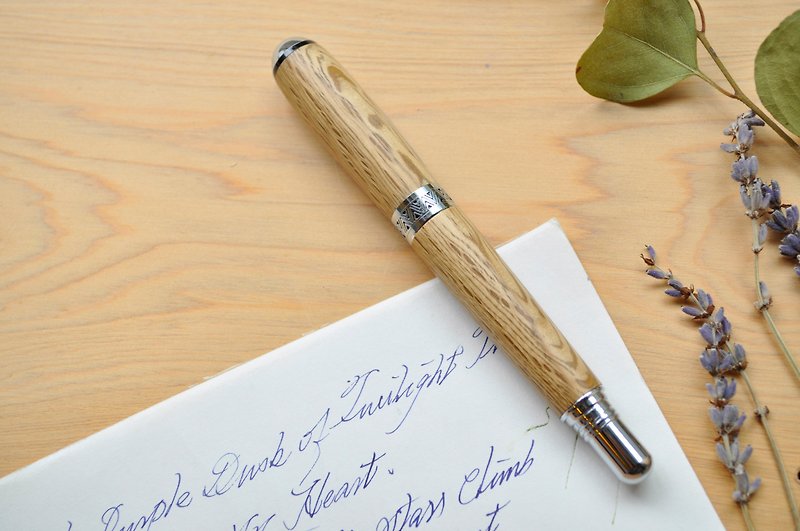 织纹木钢笔 日本栎木/极品木纹/限量发售 - 钢笔 - 木头 金色