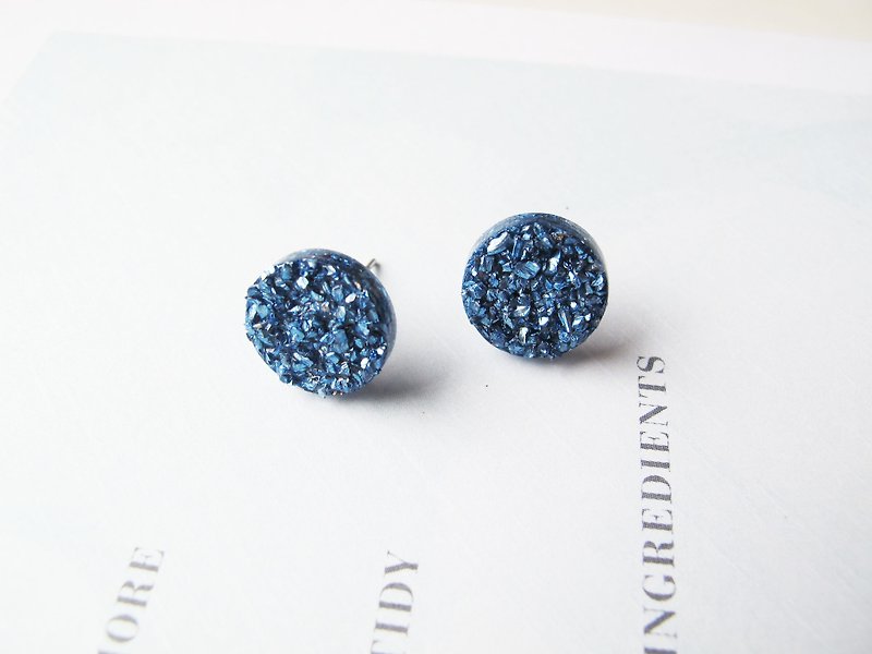 Rosy Garden 水蓝星球的碎片矿石簇耳环 可换耳夹式 - 耳环/耳夹 - 其他材质 蓝色
