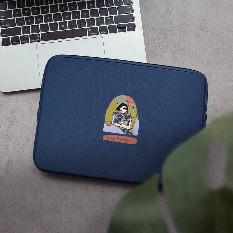 【笔电包】享受生活 插画设计 iPad MacBook 平板收纳包 电脑包 - 电脑包 - 橡胶 蓝色