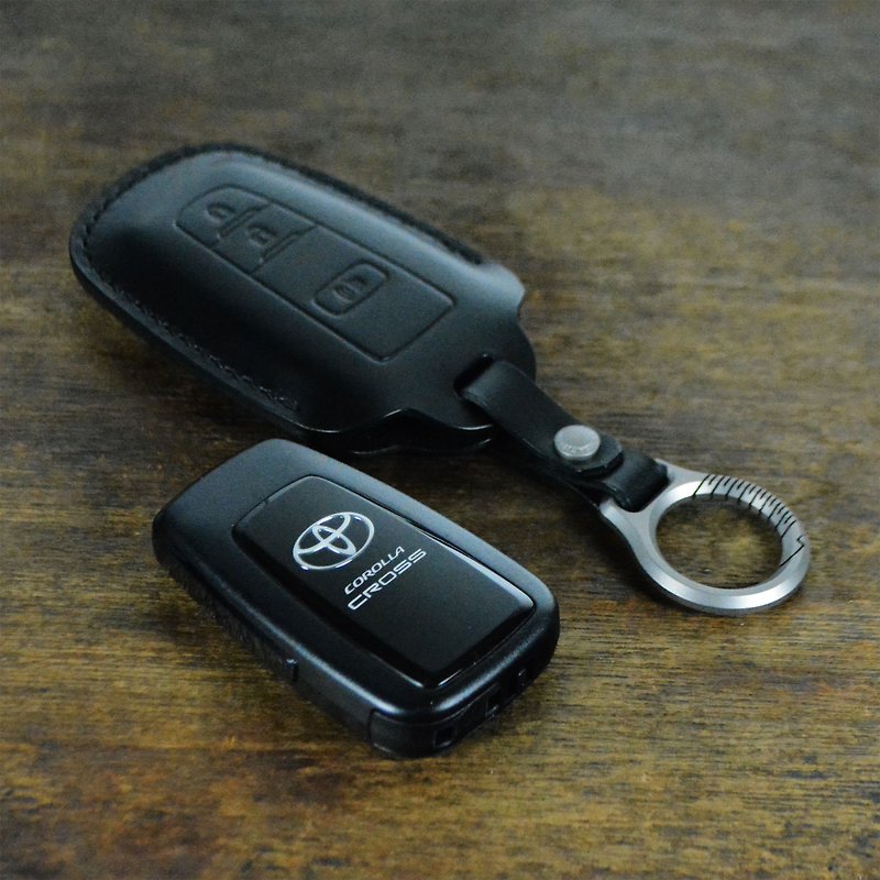 意大利协会认证植鞣革黑色手缝Toyota智能钥匙专属皮套 - 钥匙链/钥匙包 - 真皮 黑色
