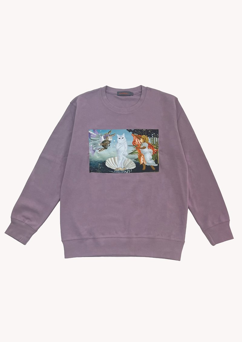 100% Cotton Graphic Sweater - 中性连帽卫衣/T 恤 - 棉．麻 紫色