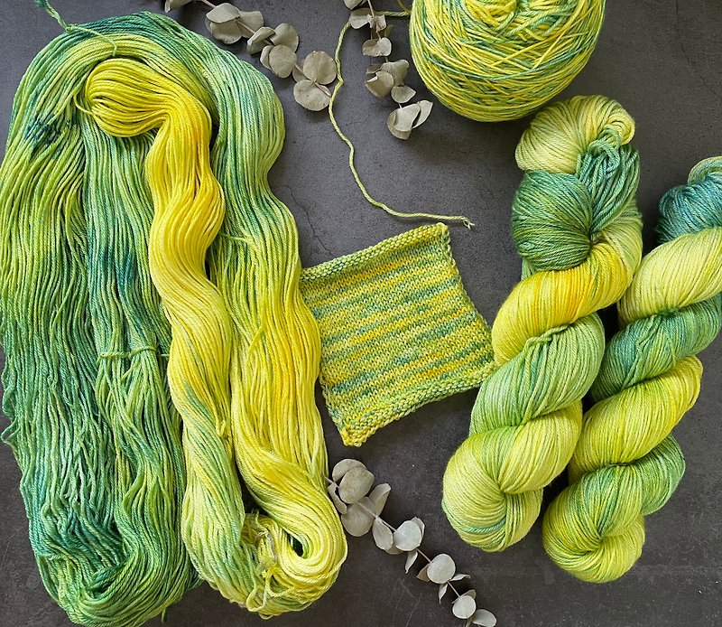 手染线-田园-竹纤/闪丝 - 编织/刺绣/羊毛毡/裁缝 - 羊毛 绿色