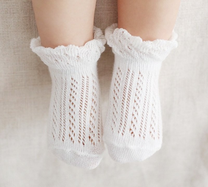 Happy Prince 韩国制 Blossom蕾丝女婴儿童短袜 - 其他 - 棉．麻 白色