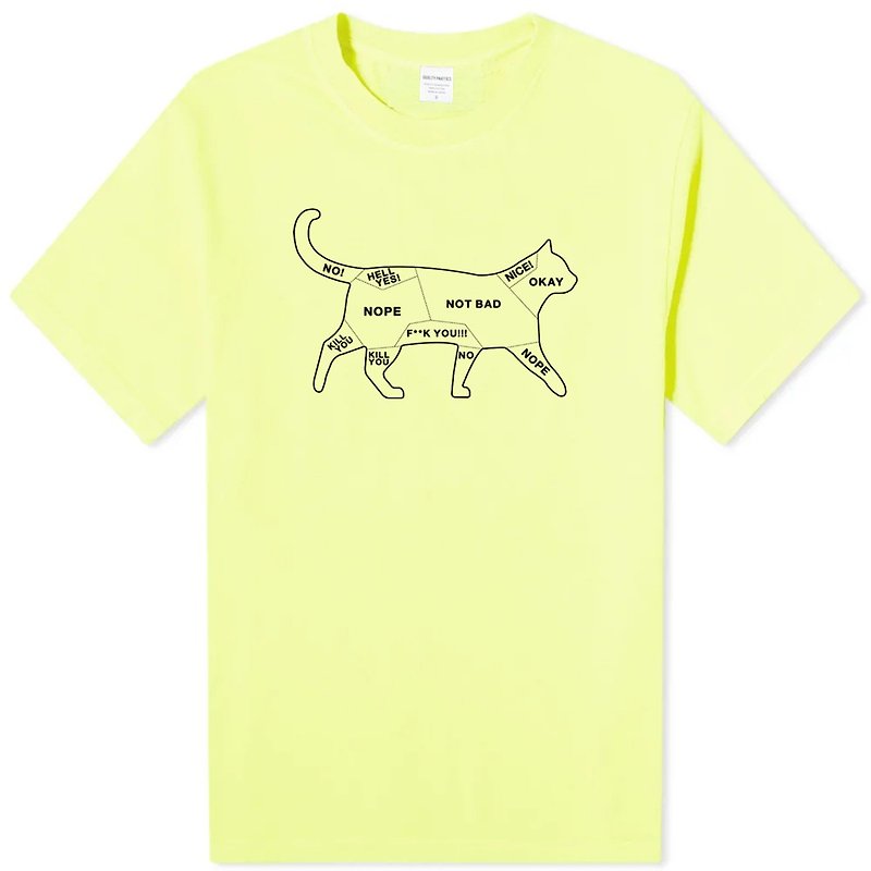 Cat Petting 中性短袖T恤 萤光绿 猫咪抚摸注意事项文青礼物